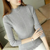 2023 Korean Slim Women Knit Sweater High Elastic Turtleneck Bottoming Basic Pullovers Winter Sexy Sweater Women