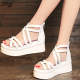 Sandals women's summer women's slope heel thick bottom open toe new ZIPPER HIGH HEEL