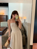 Summer Elegant Strapless Midi Dresses Fashion Chic Off Shoulder Backless Dresswear Female Party Evening