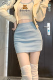 Piece Slim Sweet Skirts Knitted Cardigan Coats Long Sleeve Bear Tanks Sets Women Solid Bodycon Suits Y2k Ropa Mujer
