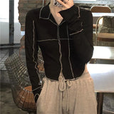 Vintage Tshirt Women Long Sleeve Harajuku Y2k Streetwear Slim Tees Black Korean Fashion Top Female Skinny Casual