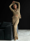 Sense Lead Open Fork Su Sweater Set Women Two Sets Slimming Personality