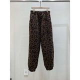 Brown Leopard Flannel Sweatpants Women Fashion Streetwear Winter Y2k Pants Loose Joggers Korean Kawaii Trousers