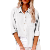 Autumn Pocket Split Linen Long-sleeved
