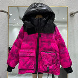 Winter Warm Hooded Short color matching Women Down Jacket New 90% White duck down Loose camouflage Women's Puffer