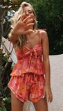 Queens Women Two Piece Outfits Strap Sleeveless Tops Bohemian Tie Drawstring Shorts 2 Pieces Boho
