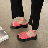 design fluorescent color thick-soled platform sandals women's 2022 summer new one-word buckled open-toed shoes