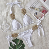 Zingj New Bikini Solid Color Split Swimsuit Sexy Hand-Woven Women's
