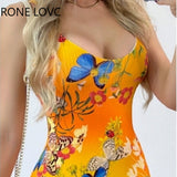 Women Chic Tank All Over Print with Butterfly Pattern Mini Sexy Party Bodycon