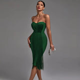 Bandage Dress 2022 New Women Green Bandage Dress Bodycon Elegant Sexy Evening Party Dress Summer High Quality