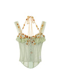 Women's Green Crop Top Chain Halter Neck Vest Y2k Tank Tops Summer Vintage Fashion Sleeveless Off Shoulder Sexy Casual