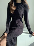 Split Knit Dress Women's 2022 Autumn Winter New Waist Slimming Bottoming Sweater Skirt Dress for Women Sweaters
