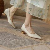 French Low-Heeled Single-Shoe Women 2025 Spring And Autumn New Nude Thick And Light Temperament Professional High