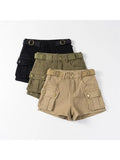 Women's Denim Shorts Hight Waisted Pockets Khaki Y2k Casual Jeans Cargo Pants Gothic Black Short Jeans 2023 Summer