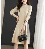 And Winter With Coat Knitted Dress Women's Long-Tender Large-Size Loose 100-Folded Cashmere Sweater Dress