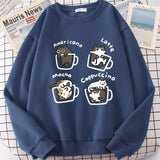 Coffee Cute Kitten Print Oversized SweatshirtOutfit