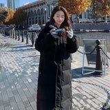 Solid Color Long Straight Winter Coat Casual Women Parkas Clothes Hooded Stylish Winter Jacket Female