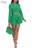Piece Women Sets New Arrival Autumn Winter Matching Sets Blazers Coat Two Pieces Sets Top Shorts Suits Outfits