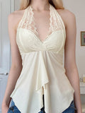 Sexy Lace Splicing Hanging Neck Bare Back A Sling Sling Vest Hottie Temperament Thin Knitting