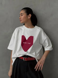 Sale Of Simple Love Print T-Shirts For Girls In Summer Free-Round Collar Pure Cotton Short-Sleeved