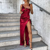Off Shlouder Bodycon Slim Dress Fashion New Waist Tie-up Evening Party Dress 2022 Commute Women Solid Color Long