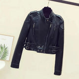Leather Short Women Jacket Locomotive Cropped Zippers Punk Street 2023 Spring Autumn Outwear Music Concert