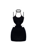Sexy Spaghetti Strap Dress Female High Waist Hollow Out Skinny Y2k Club Dresses For Women Summer Mini Sleeveless