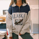 Vintage Design Panelled Letter Print Eagle Fashion Girls Sweatshirt Women 2020 Autumn New Loose Pullover Long Sleeve