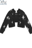 Fashion Graphic Knitted Sweater Woman Harajuku Sweet Oversized Cropped Tops Off Shoulder Casual Loose Jumper