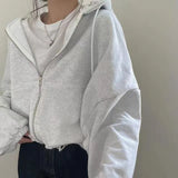 Oversized Zip Up Gray HoodieOutfit