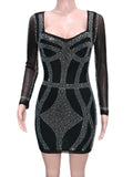 see through mini rhinestone summer dress women 2022 glitter black bodycon club birthday party dress evening dresses