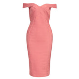 Women Bandages Dress 2022 New Sexy Off Shoulder Bodycon Celebrity Club Party Midi