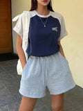 retro letter print top with raglan