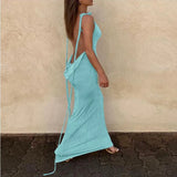 Backless Lace Up Long Dress