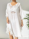 Dress 2025 New Beach Hooded Hook Splicing Tunne