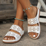Southeast Asia Flower Slope And Hollow Large-Size Slippers Women Cool Slippers