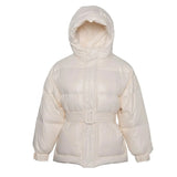 Black Women's Fashion Down Parka Winter Jacket Simple Cuff Design Windproof Warm Female High Quality Coats With Belt