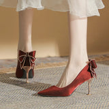 Zingj High Heels Female Autumn Fine Heel 2023 New French Temperament Small Heel Shoes Bride Main Wedding Shoe Tip-Outfit