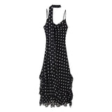 Women's Explosive Wave Dot Scarf With Lotus Leaf-Side