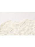 Women Knit O-Neck Pullovers Vintage Loose Long Sleeve Hollow Out Tops Summer Ladies Casual Y2K Clothes Shirts Sweater