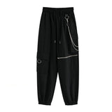 Elastic Waist Loose Cargo Pants Hip Hop Streetwear Cargo Black Casual Punk Harem Pants with