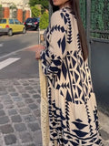 Dresses Women Summer Long Sleeve Pleated Boho Print Dress Ladies Fashion Vintage Boho Beach Maxi Dresses