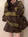 Vintage Round Neck Striped SweaterOutfit