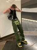 Waist Straight Loose Pants New Retro Harajuku Cargo Pants Women's Fashion Street Pocket Men And Women Mopping Casual