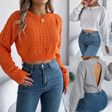 Shooting 2025 Autumn And Winter Sexy Dew Button Hollow Long-Sleeved Cover Sweater Women's