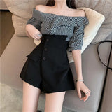 4Xl Suit Black Shorts Women High Waist Irregular Wide Leg Short Pants Office Lady Elegant A Line Loose Shorts Skirts