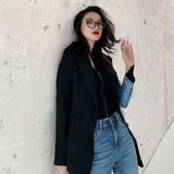 New Autumn Women Personality Suit Irregular Stitching Denim Jacket Spring Fashion Female Slim Small Suit Blazer OL