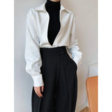 2021 Spring New V Neck Shirt Women's Solid Full Sleeve Loose Tops Ladies Casual Pullover Shirts Fashion