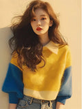 Autumn Niche Design Yellow Horse Hair Color Sweater 2025 New Lazy Wind Gentle Sweet Knitted