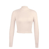 Sex свитера женские Knit High Collar Backless Lace Up Pull Femme Hiver Cute Spring Crop Top Long Sleeve Pullover
